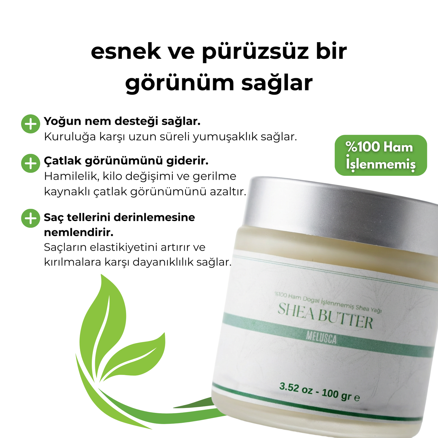 Melusca Shea Yağı – Soğuk Sıkım, Ham & İşlenmemiş | 100 gr